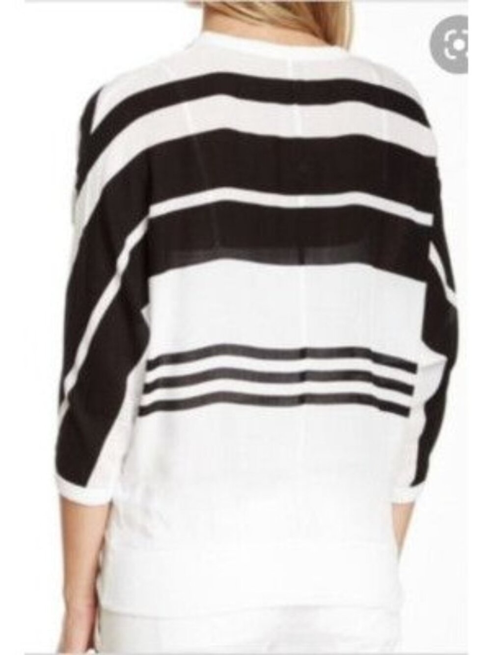 James Perse Sz 2 Medium Shirt Top Cotton 3/4 Dolman Sleeve Black & White Striped